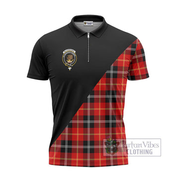 Majoribanks Tartan Zipper Polo Shirt with Family Crest and Military Logo Style - Tartan Vibes Clothing