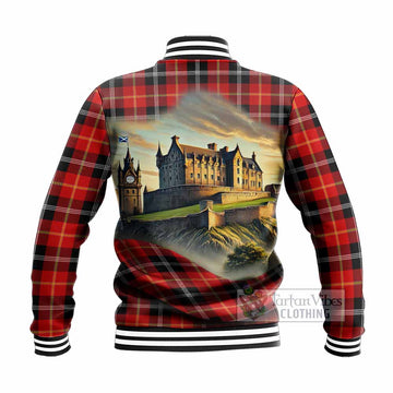Majoribanks Tartan Family Crest Baseball Jacket with Scottish Ancient Castle Style - Tartan Vibes Clothing