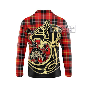 Majoribanks Tartan Long Sleeve Polo Shirt with Family Crest Celtic Wolf Style - Tartan Vibes Clothing
