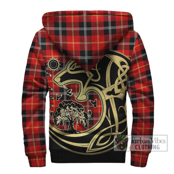 Majoribanks Tartan Sherpa Hoodie with Family Crest Celtic Wolf Style - Tartan Vibes Clothing