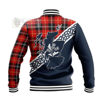Majoribanks Tartan Baseball Jacket Featuring Thistle and Scotland Map - Tartan Vibes Clothing