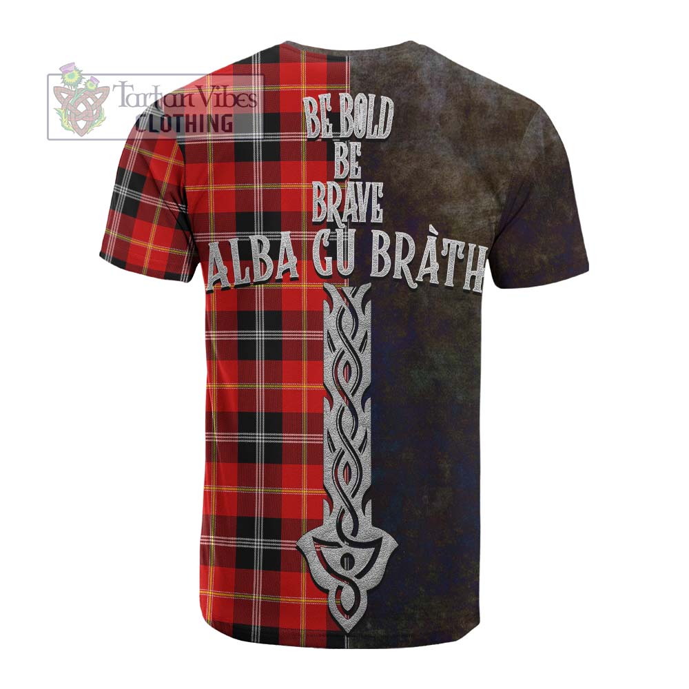Tartan Vibes Clothing Majoribanks Tartan Family Crest Cotton T-shirt Alba Gu Brath Be Brave Lion Ancient Style