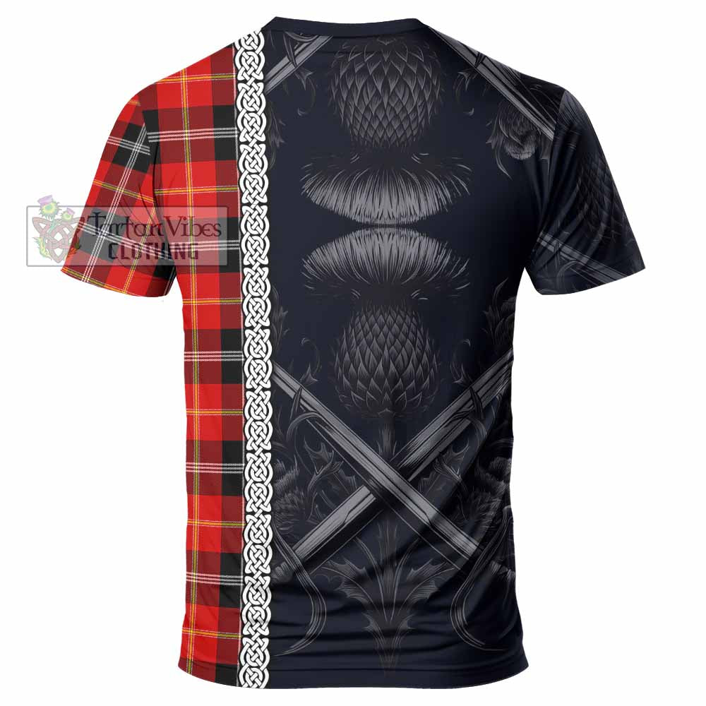 Tartan Vibes Clothing Majoribanks Tartan T-Shirt with Family Crest Cross Sword Thistle Celtic Vibes