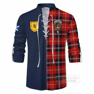 Majoribanks Tartan Ghillie Kilt Shirt Alba with Scottish Lion Royal Arm Half Style - Tartan Vibes Clothing