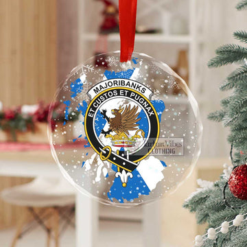 Majoribanks Clan Crest Christmas Glass Ornament with Scotland Map - 2D-tartanvibesclothing