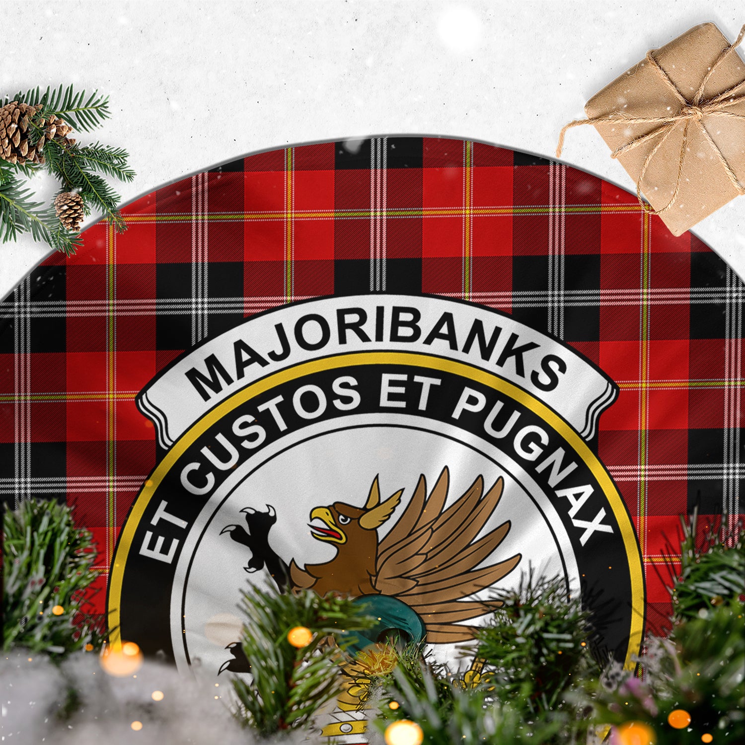 Majoribanks Tartan Christmas Tree Skirt with Family Crest - Tartan Vibes Clothing