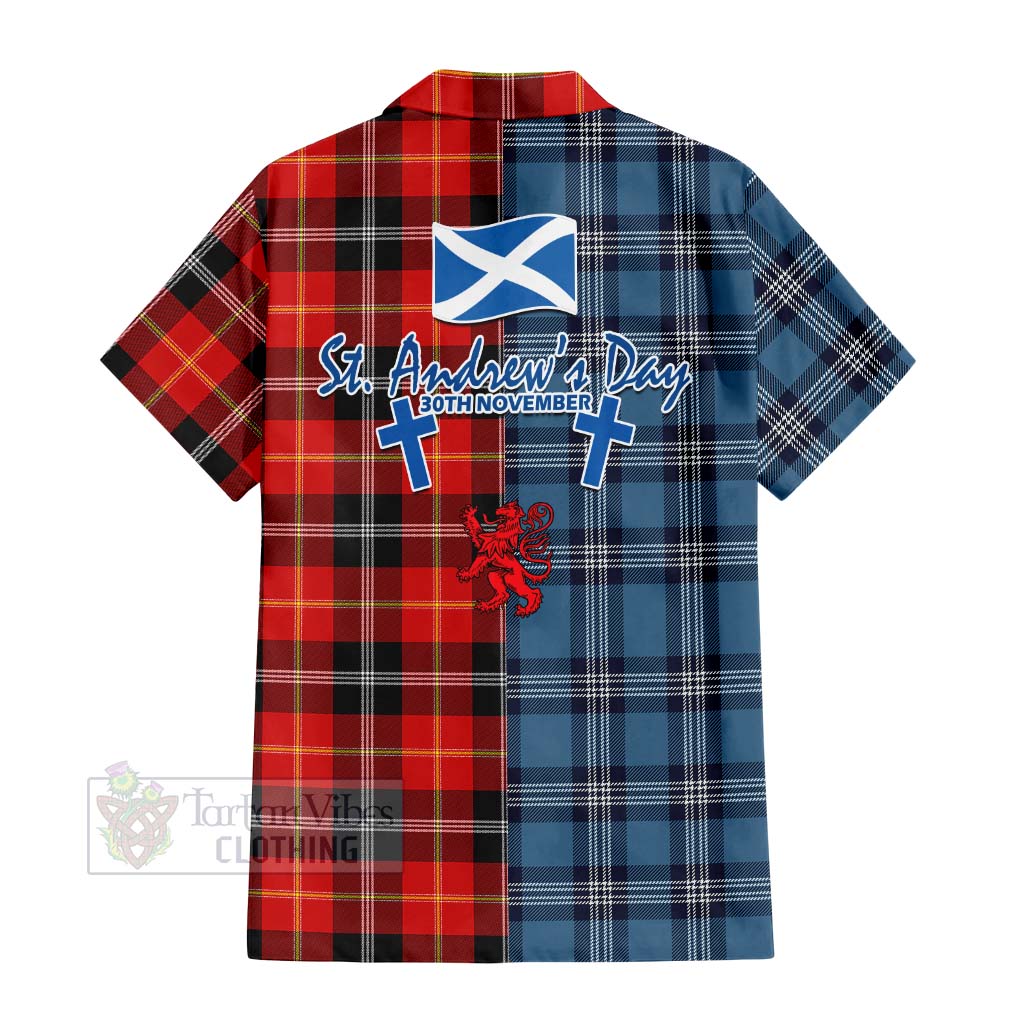 Majoribanks Tartan Hawaiian Shirt Happy St. Andrew's Day Half Tartan Style - Tartan Vibes Clothing