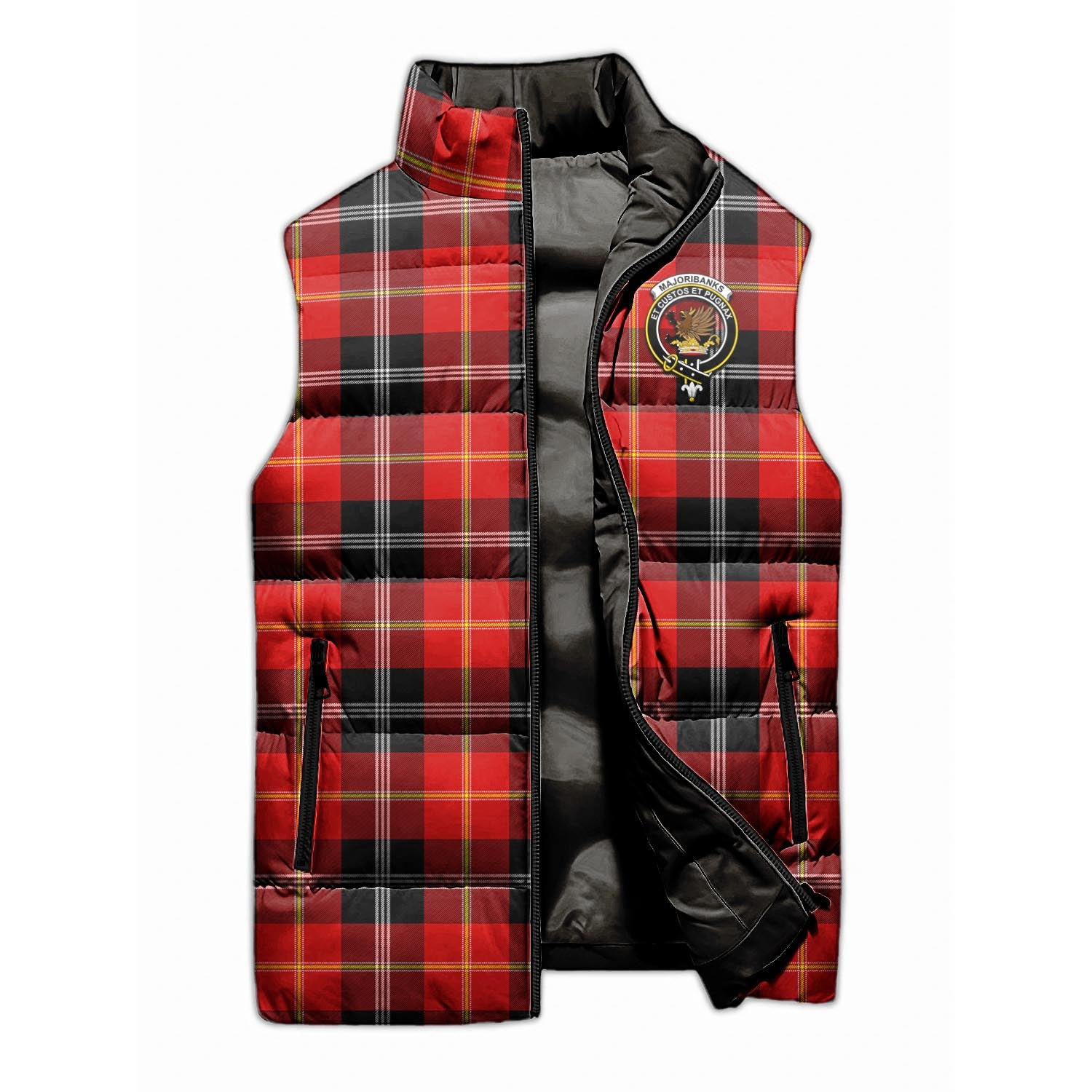 Majoribanks Tartan Sleeveless Puffer Jacket with Family Crest - Tartan Vibes Clothing