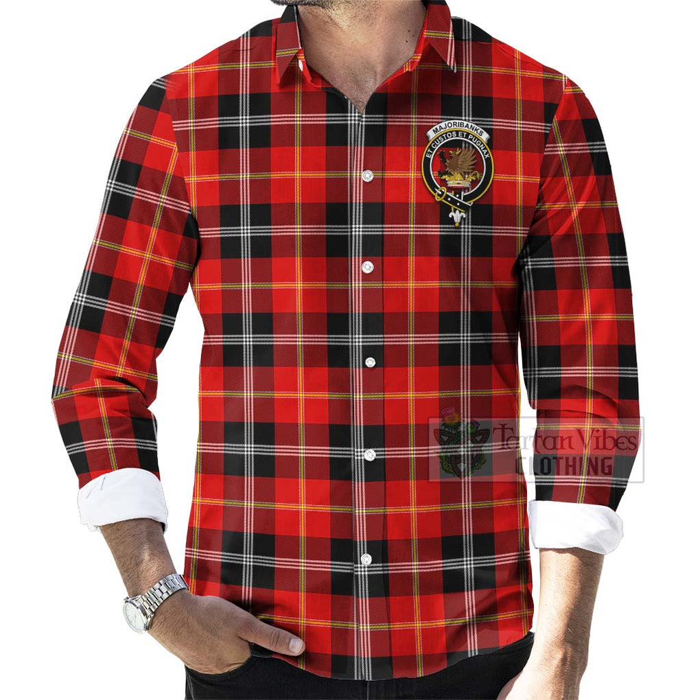 Majoribanks Tartan Long Sleeve Button Shirt with Family Crest Celtic Skull Style - Tartan Vibes Clothing