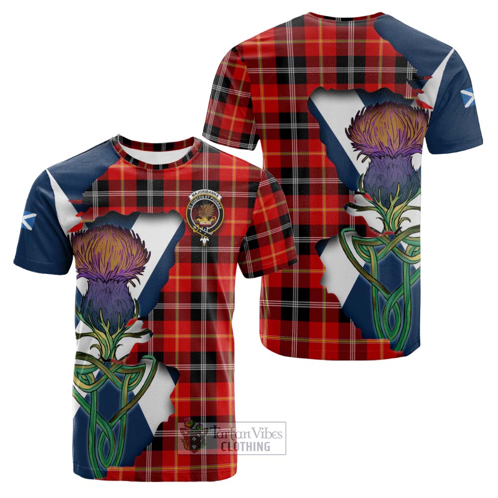 Tartan Vibes Clothing Majoribanks Tartan Family Crest Cotton T-shirt Scottish Thistle Celtic Inspired