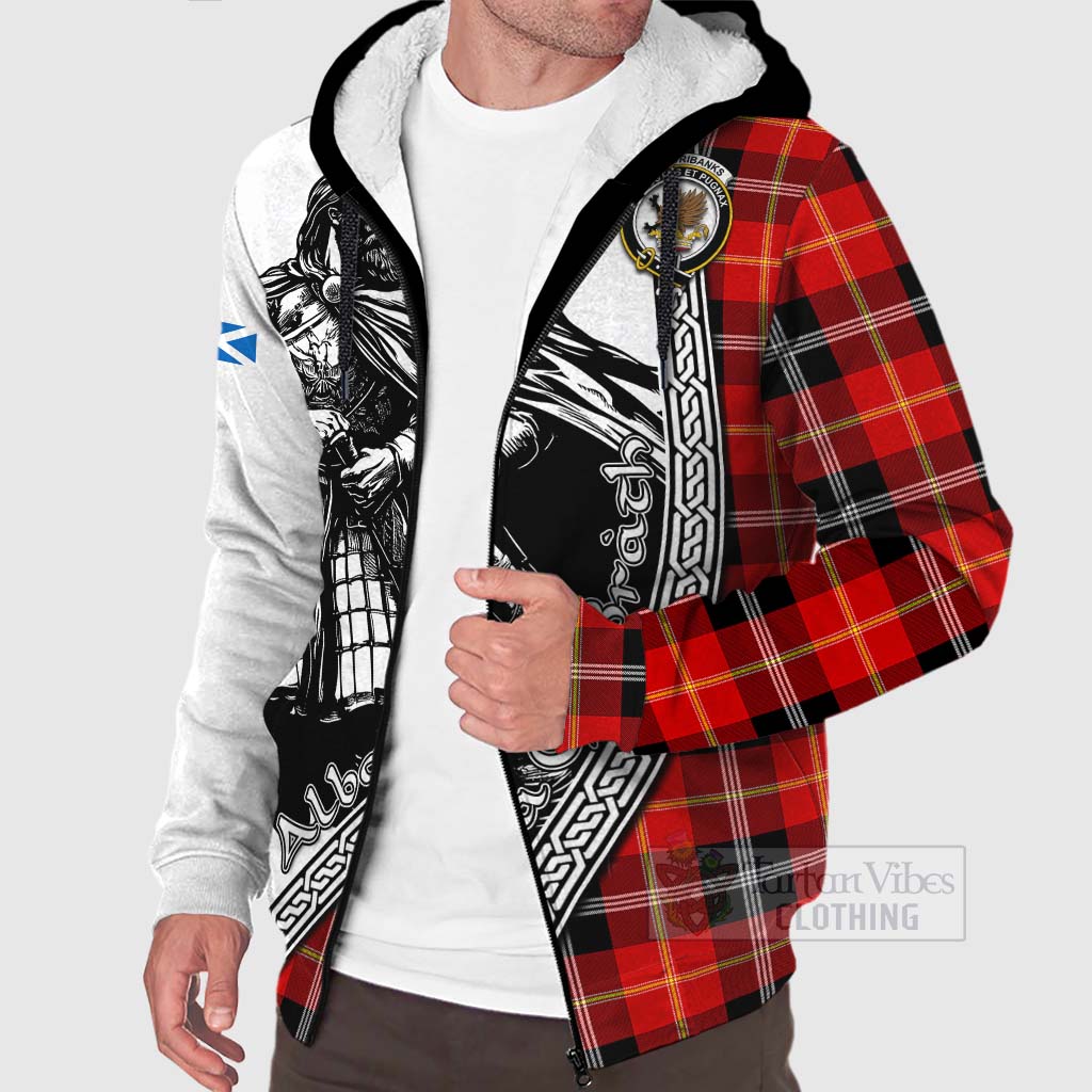 Majoribanks Tartan Clan Crest Sherpa Hoodie with Highlander Warrior Celtic Style Unisex - Tartan Vibes Clothing