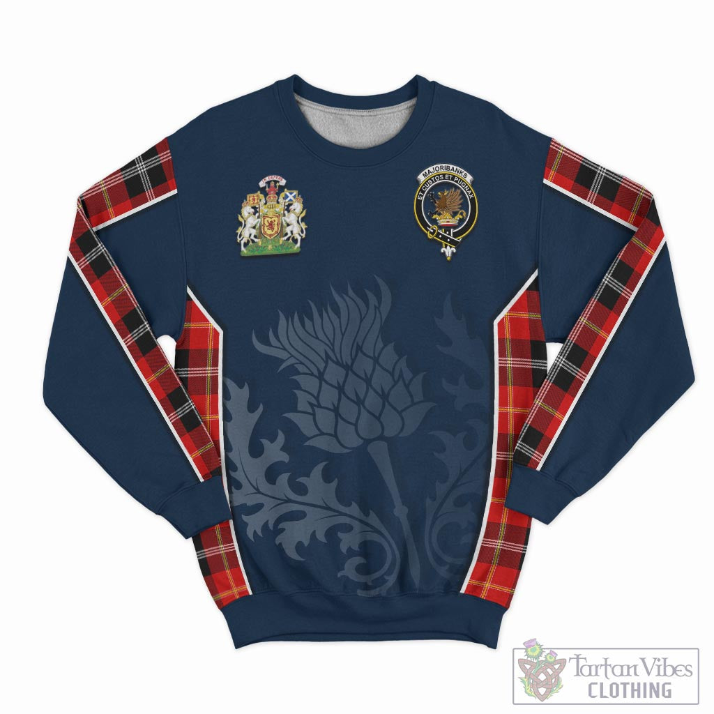 Majoribanks Tartan Sweatshirt with Family Crest and Scottish Thistle Vibes Sport Style - Tartan Vibes Clothing