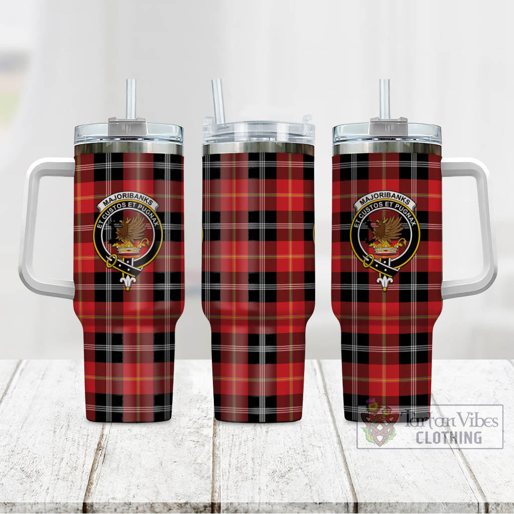 Majoribanks Tartan Tumbler with Handle with Family Crest - Tartan Vibes Clothing