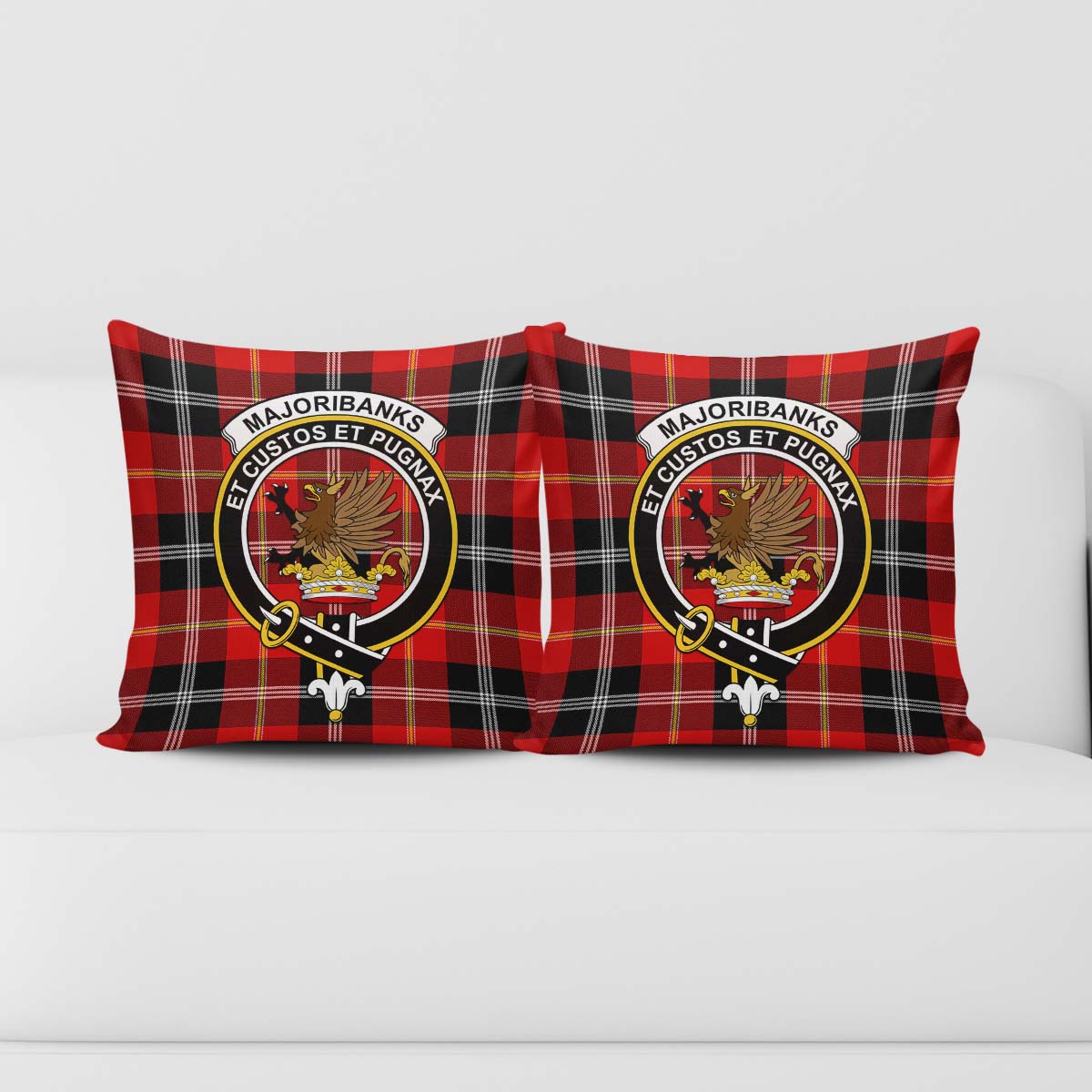 Majoribanks Tartan Pillow Cover with Family Crest - Tartan Vibes Clothing