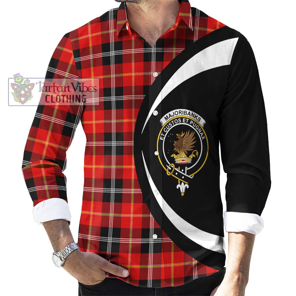 Majoribanks Tartan Long Sleeve Button Up with Family Crest Circle Style - Tartan Vibes Clothing