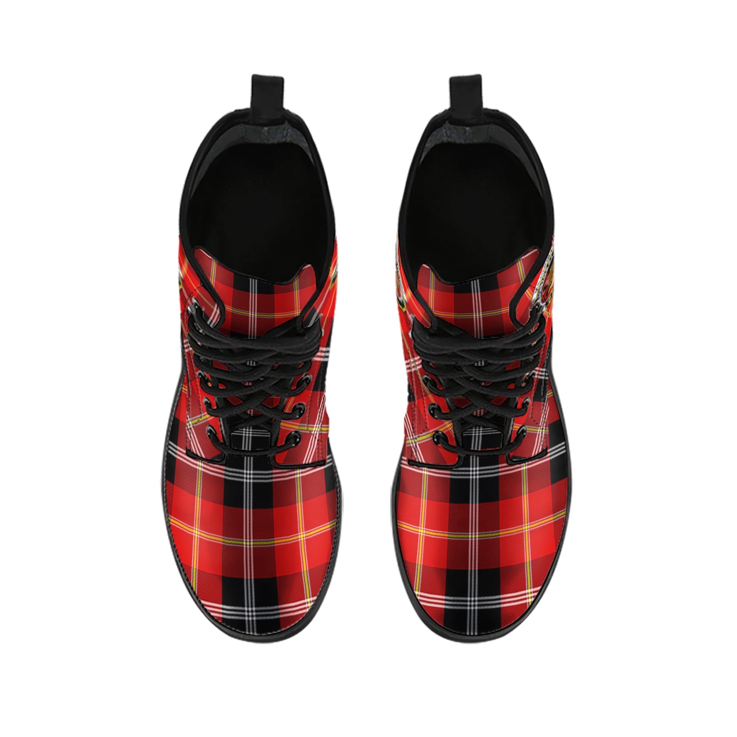 Majoribanks Tartan Leather Boots with Family Crest - Tartan Vibes Clothing