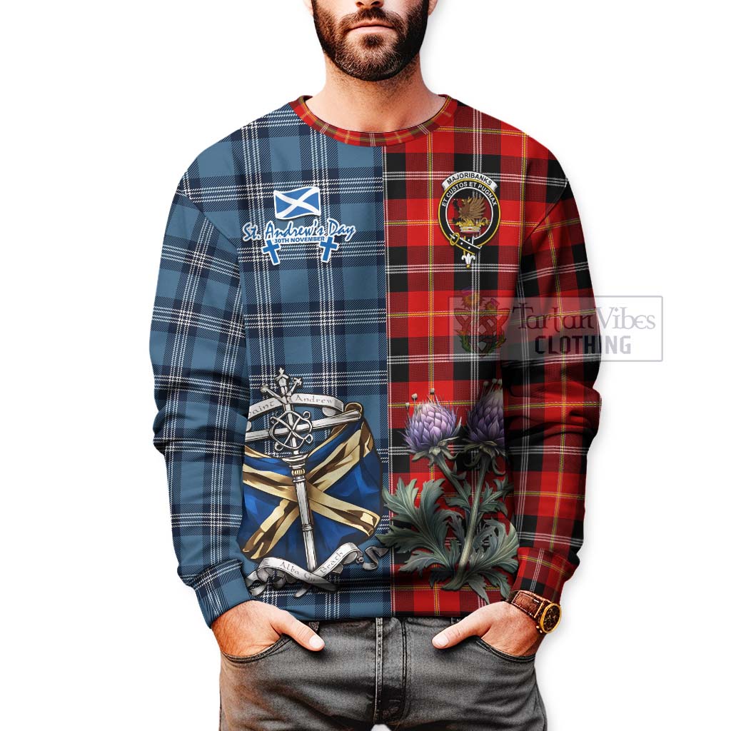 Majoribanks Tartan Sweatshirt Happy St. Andrew's Day Half Tartan Style - Tartan Vibes Clothing
