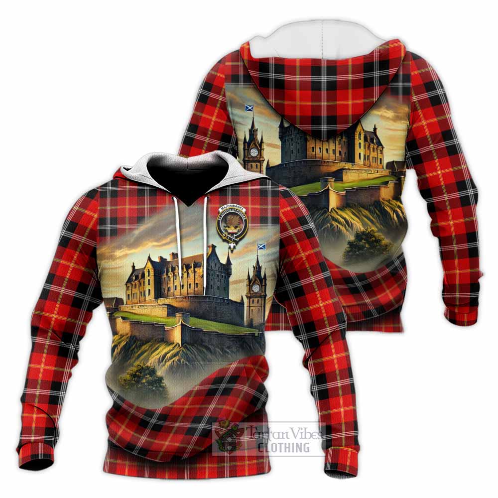 Majoribanks Tartan Family Crest Knitted Hoodie with Scottish Ancient Castle Style - Tartan Vibes Clothing