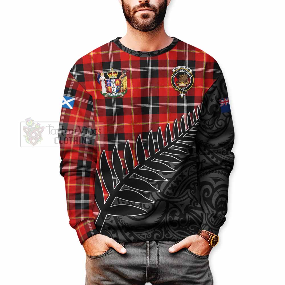 Majoribanks Crest Tartan Sweatshirt with New Zealand Silver Fern Half Style - Tartan Vibes Clothing