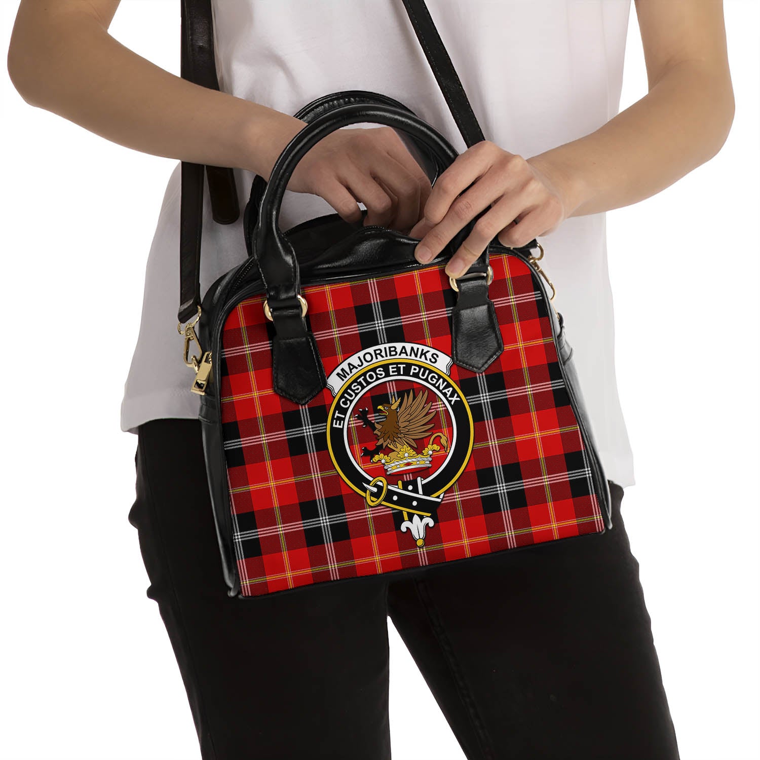 Majoribanks Tartan Shoulder Handbags with Family Crest - Tartanvibesclothing