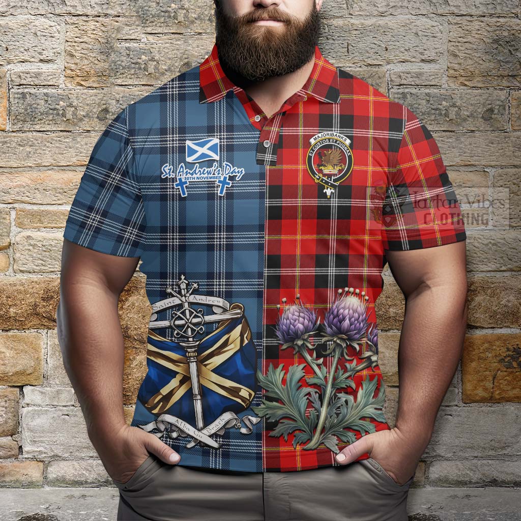 Majoribanks Tartan Polo Shirt Happy St. Andrew's Day Half Tartan Style - Tartan Vibes Clothing