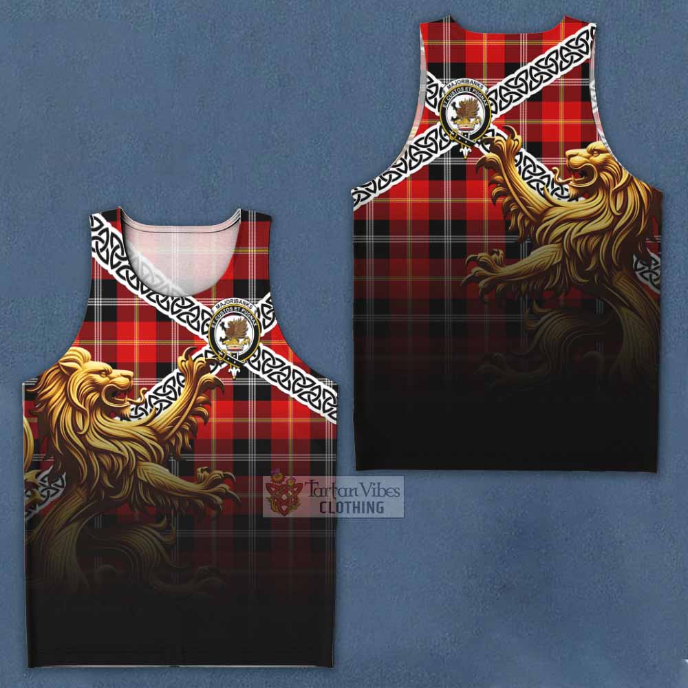 Majoribanks Crest Tartan Men's Tank Top with Golden Lion Emblem Celtic Style - Tartan Vibes Clothing