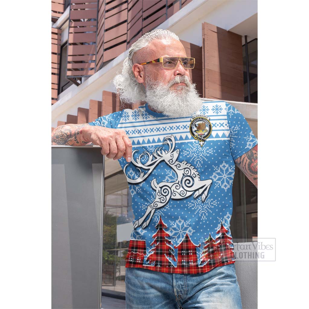 Tartan Vibes Clothing Majoribanks Clan Christmas Cotton T-shirt Celtic Reindeer Style
