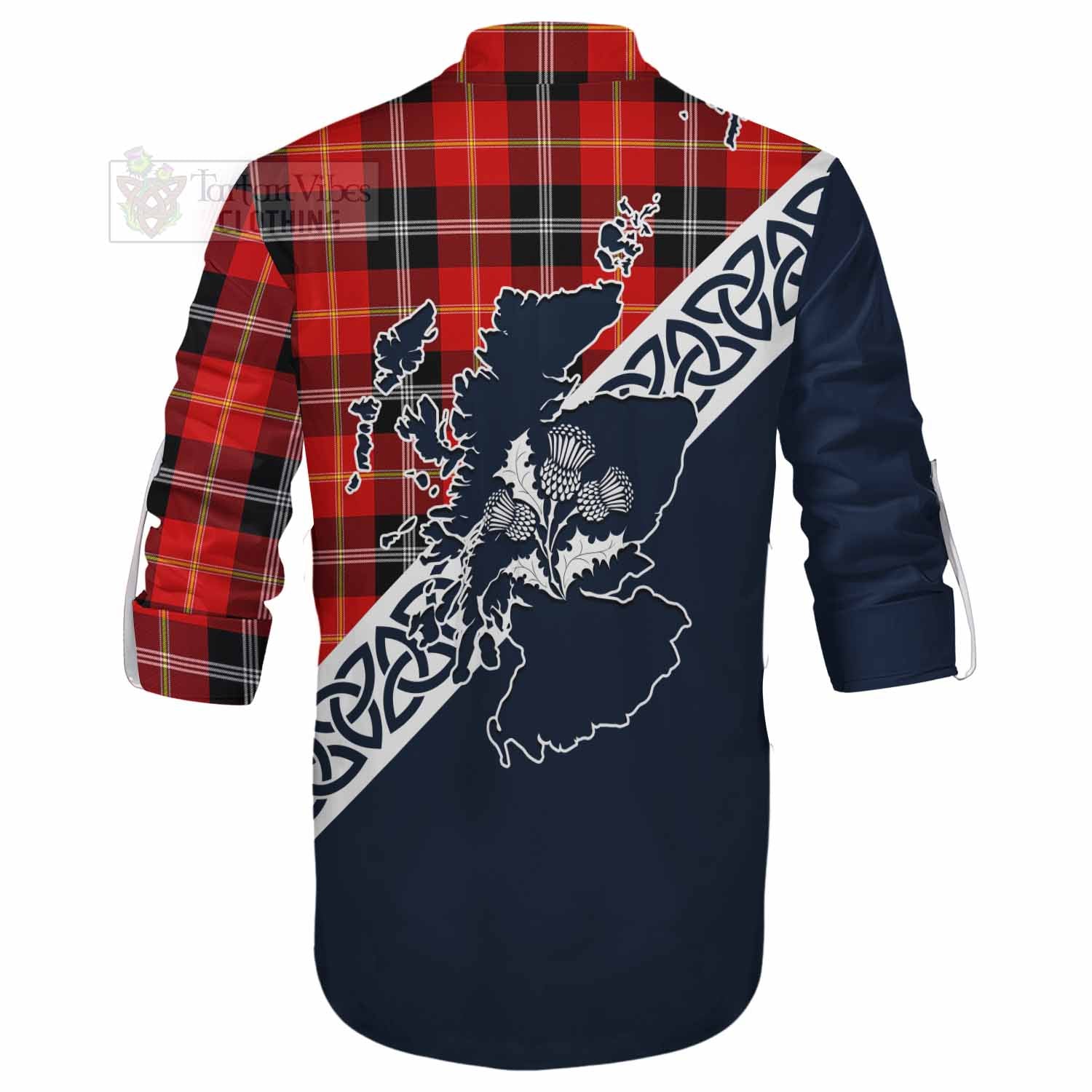 Majoribanks Tartan Ghillie Kilt Shirt Featuring Thistle and Scotland Map - Tartan Vibes Clothing