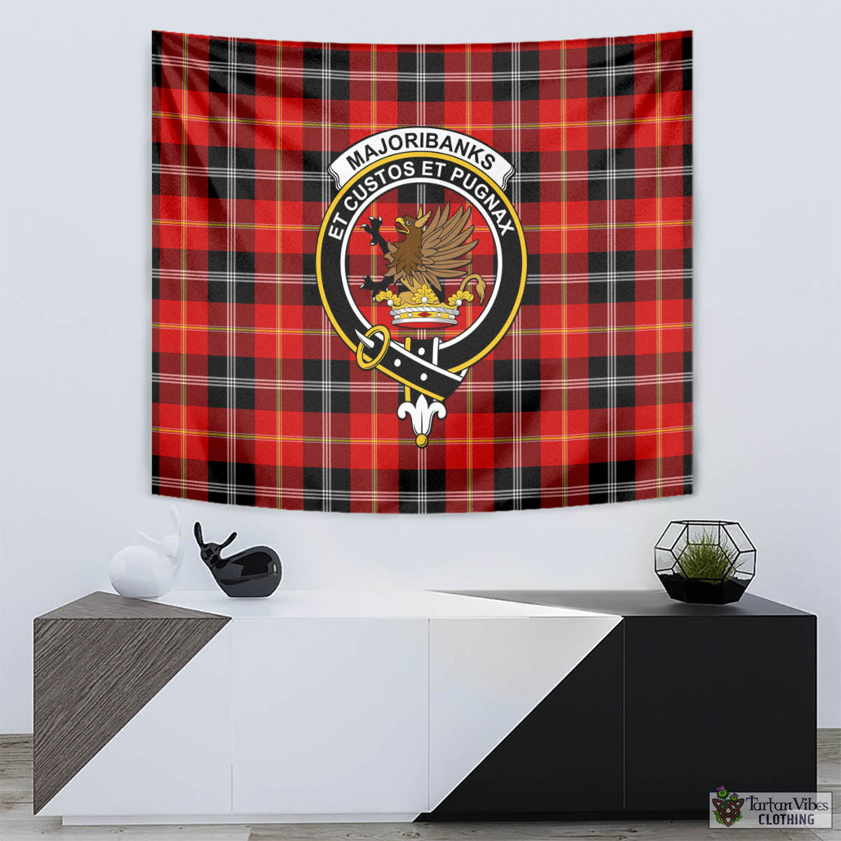 Majoribanks Tartan Tapestry Wall Hanging and Home Decor for Room with Family Crest - Tartan Vibes Clothing