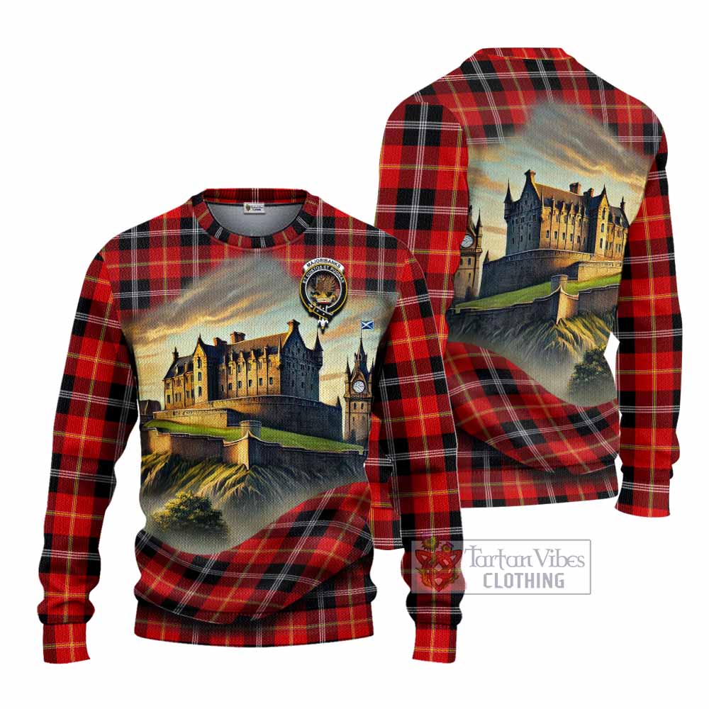 Majoribanks Tartan Family Crest Knitted Sweater with Scottish Ancient Castle Style - Tartan Vibes Clothing