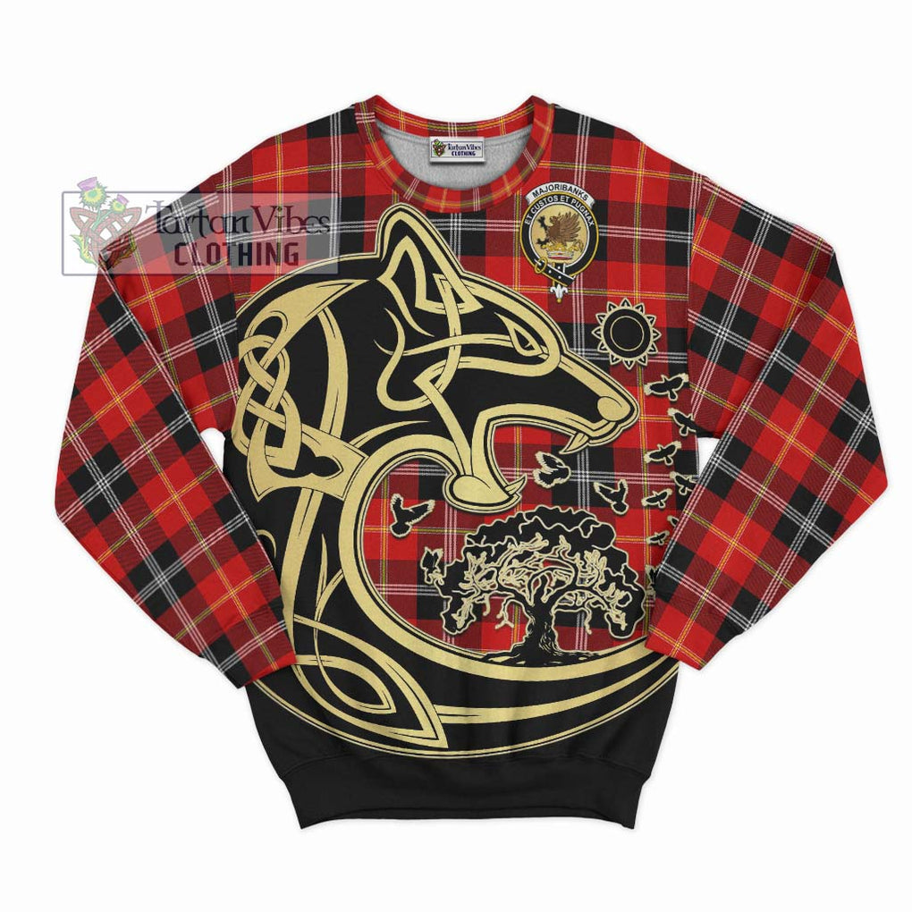 Majoribanks Tartan Sweatshirt with Family Crest Celtic Wolf Style - Tartan Vibes Clothing