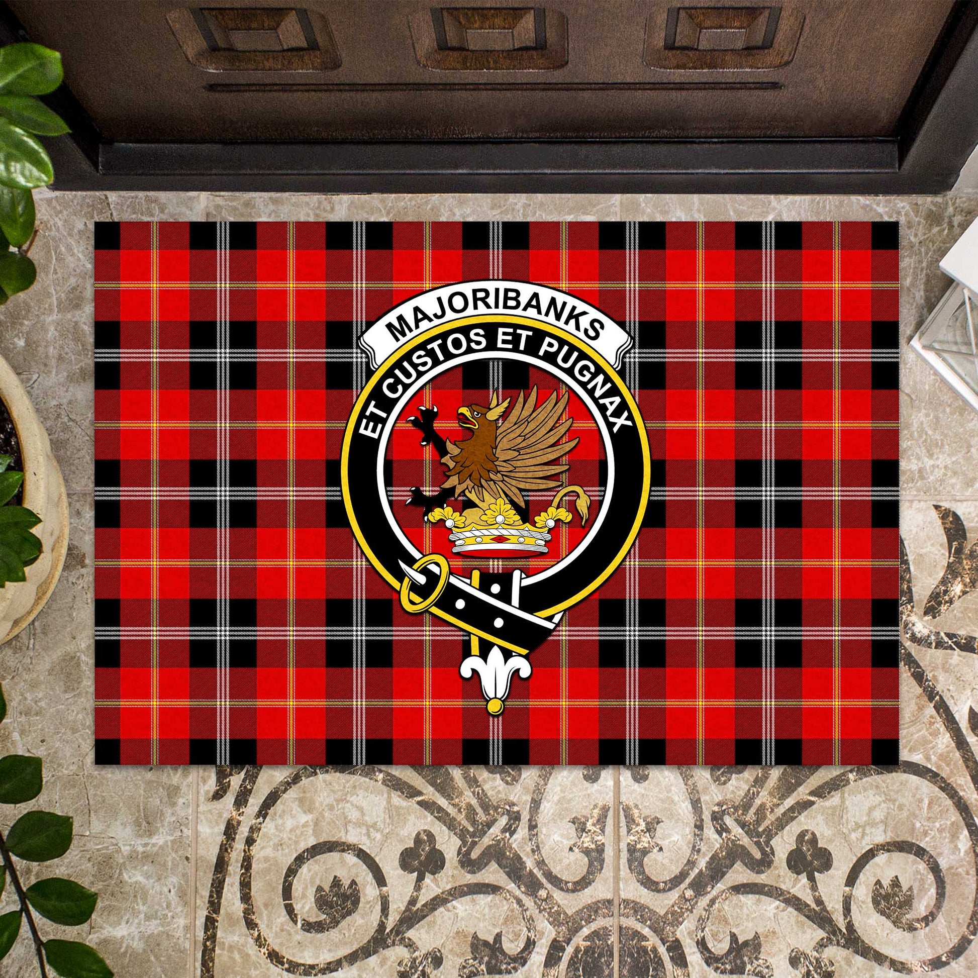 Majoribanks Tartan Rubber Doormat with Family Crest - Tartan Vibes Clothing