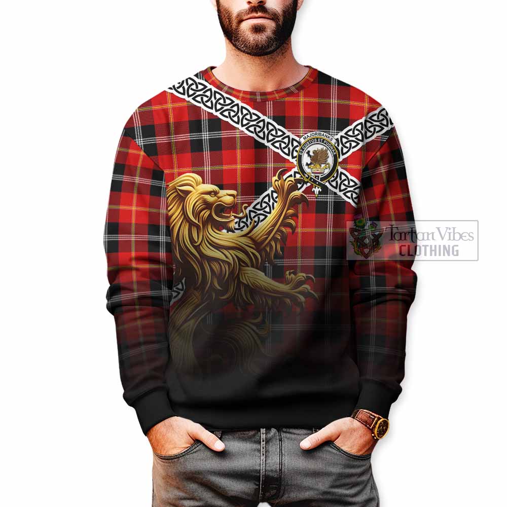 Majoribanks Crest Tartan Sweatshirt with Golden Lion Emblem Celtic Style - Tartan Vibes Clothing