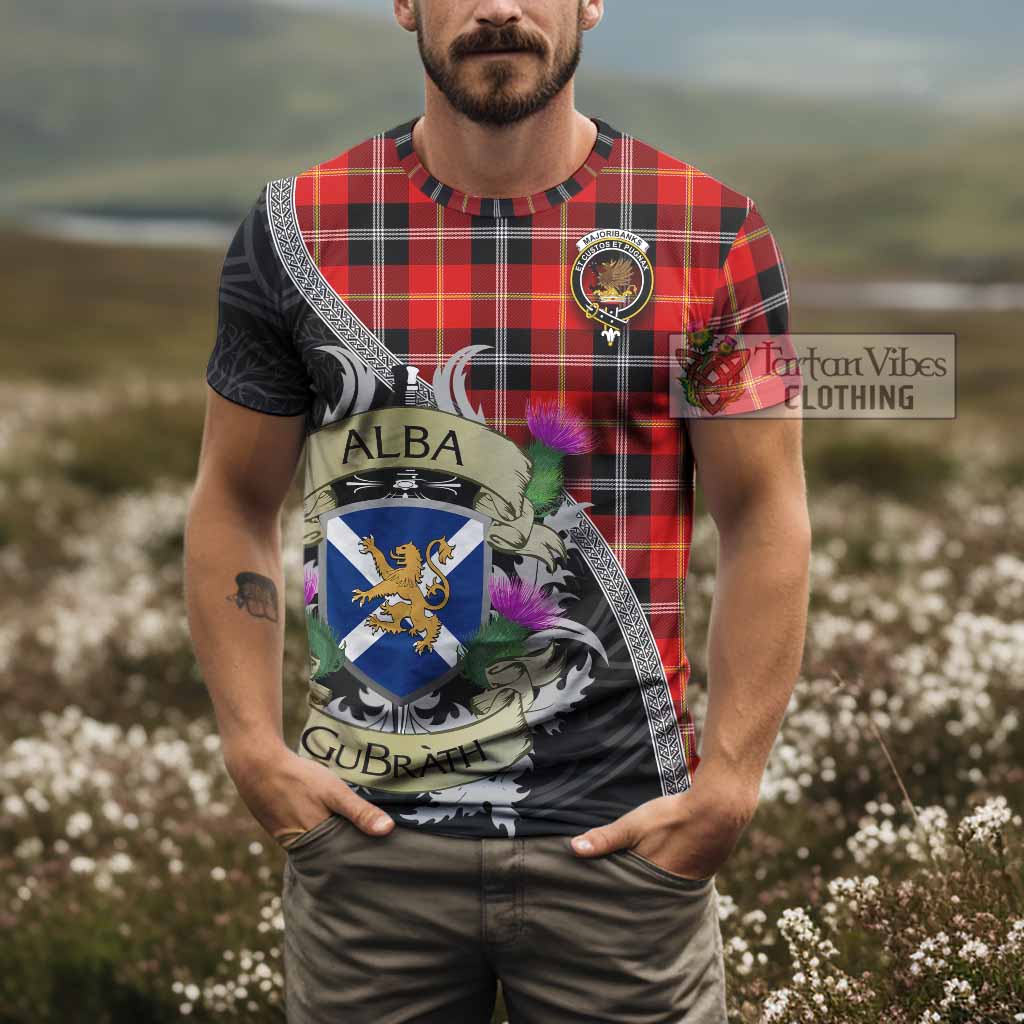 Tartan Vibes Clothing Majoribanks Tartan Family Crest T-Shirt Lion Rampant Royal Thistle Shield Celtic Inspired