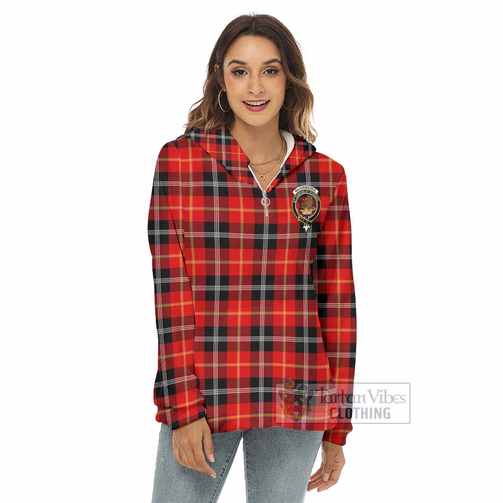 Majoribanks Tartan Women's Borg Fleece Hoodie with Half Zip with Family Crest - Tartan Vibes Clothing