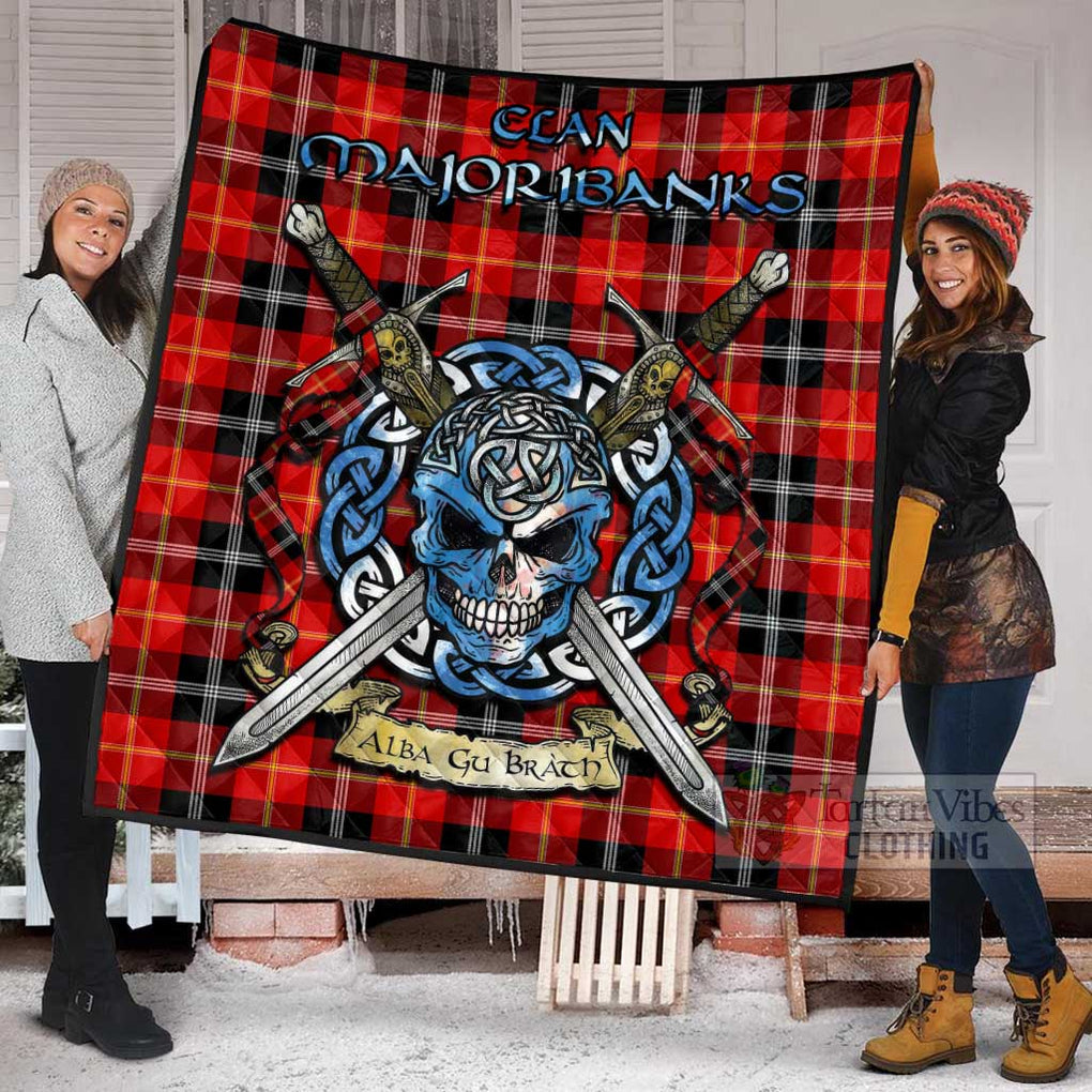 Majoribanks Tartan Quilt with Celtic Skull Alba Gu Brath Style - Tartan Vibes Clothing