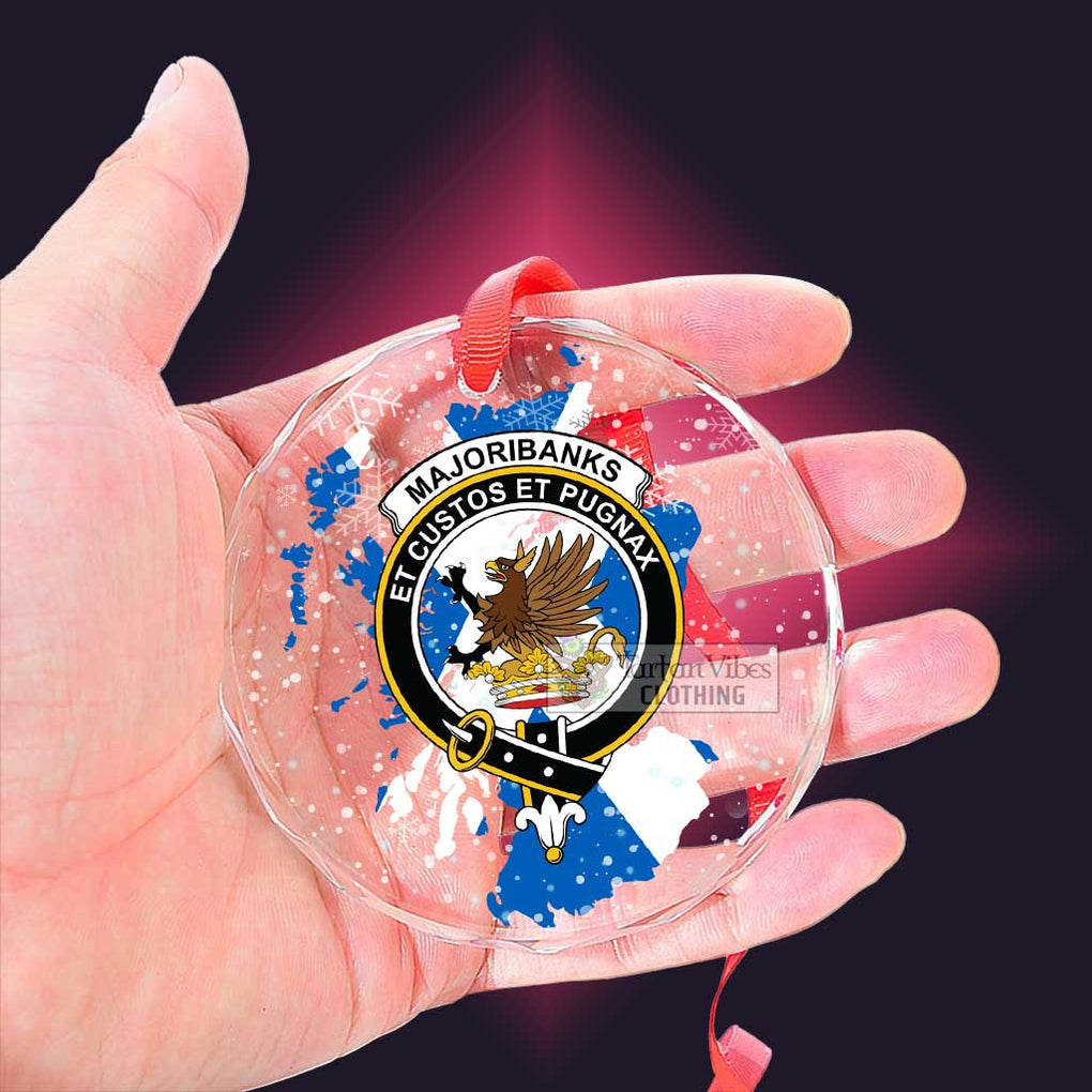 Majoribanks Clan Crest Christmas Glass Ornament with Scotland Map - 2D-tartanvibesclothing