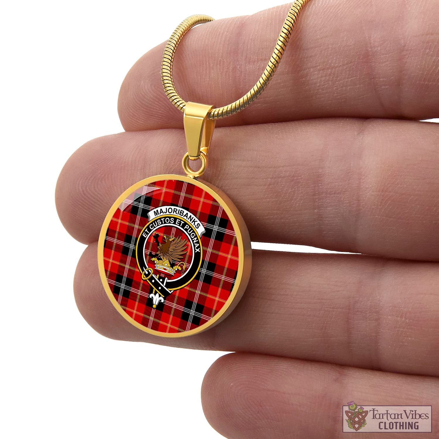 Majoribanks Tartan Circle Necklace with Family Crest - Tartan Vibes Clothing
