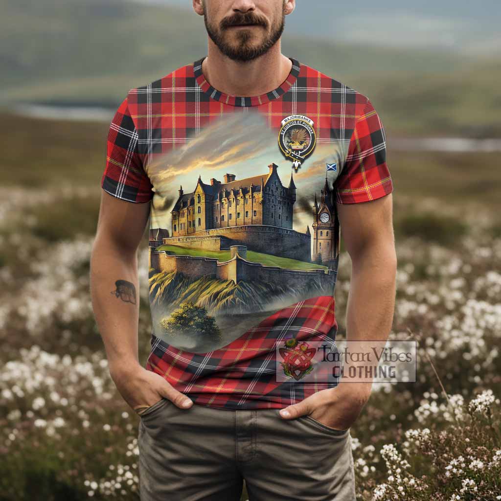 Tartan Vibes Clothing Majoribanks Tartan Family Crest T-Shirt with Scottish Ancient Castle Stype