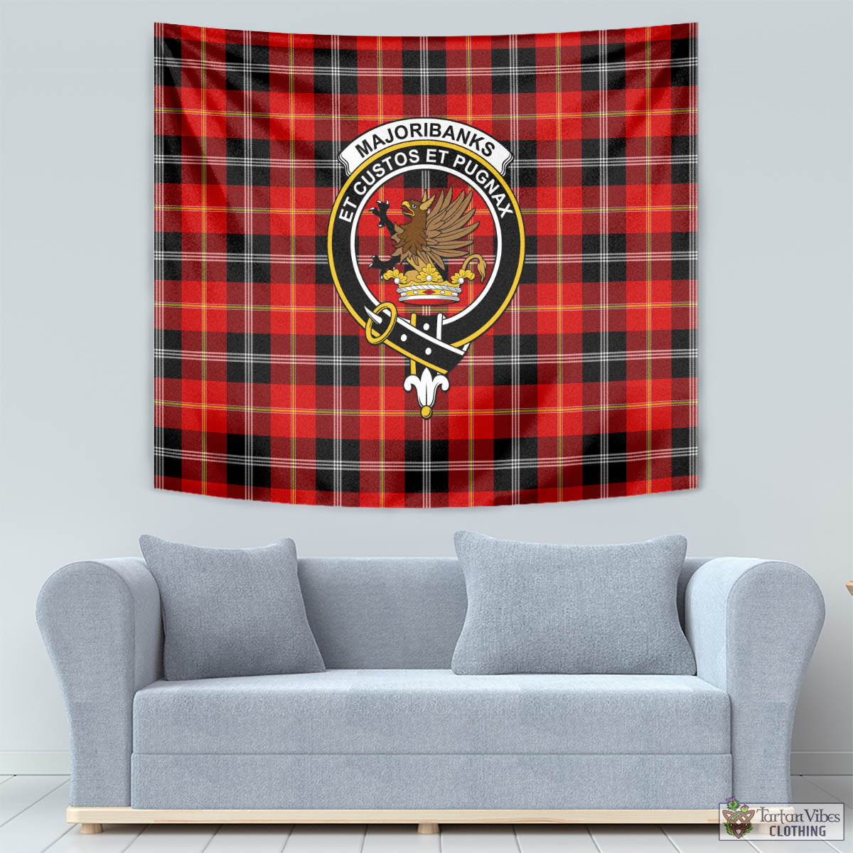 Majoribanks Tartan Tapestry Wall Hanging and Home Decor for Room with Family Crest - Tartan Vibes Clothing