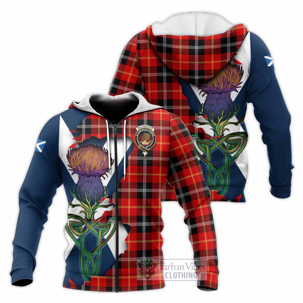 Majoribanks Tartan Family Crest Knitted Hoodie Scottish Thistle Celtic Inspired Unisex Knitted Zip Hoodie - Tartan Vibes Clothing