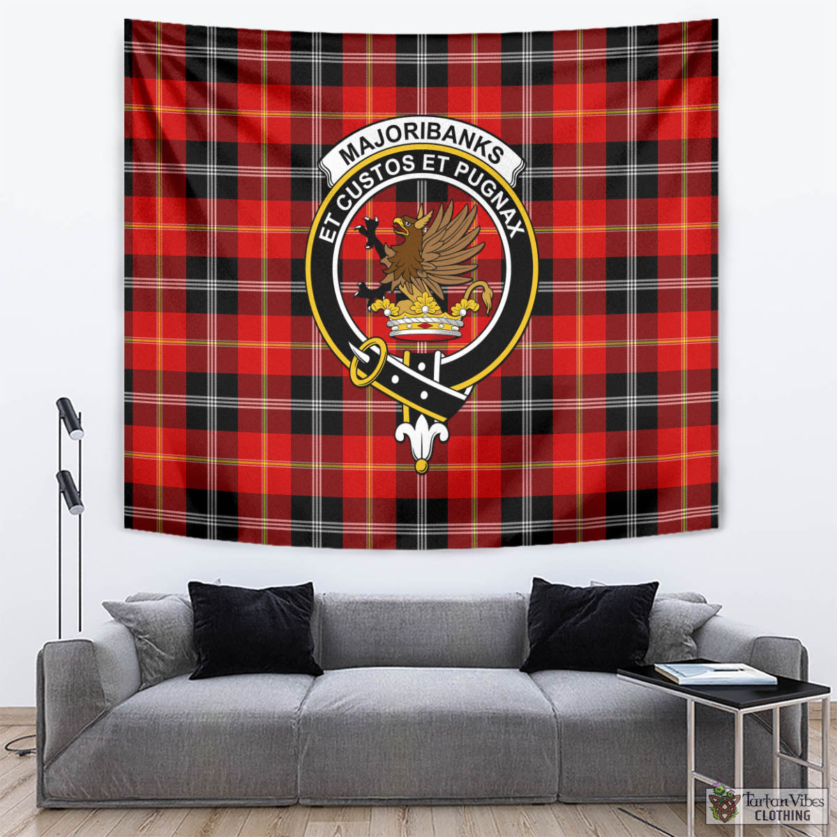 Majoribanks Tartan Tapestry Wall Hanging and Home Decor for Room with Family Crest - Tartan Vibes Clothing