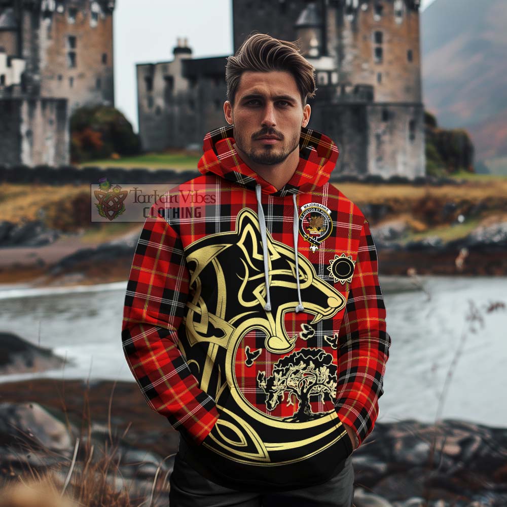Majoribanks Tartan Cotton Hoodie with Family Crest Celtic Wolf Style - Tartan Vibes Clothing