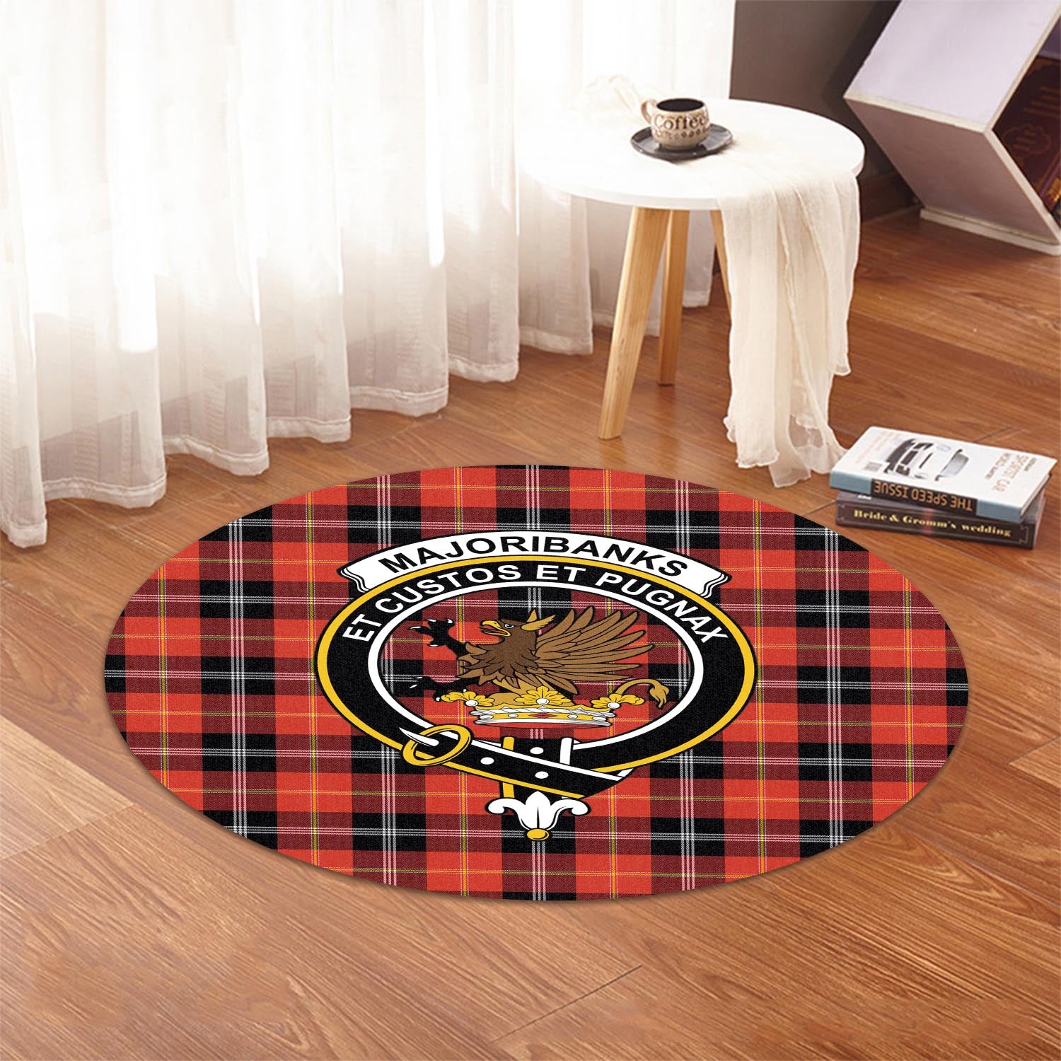 Majoribanks Tartan Round Rug with Family Crest - Tartan Vibes Clothing