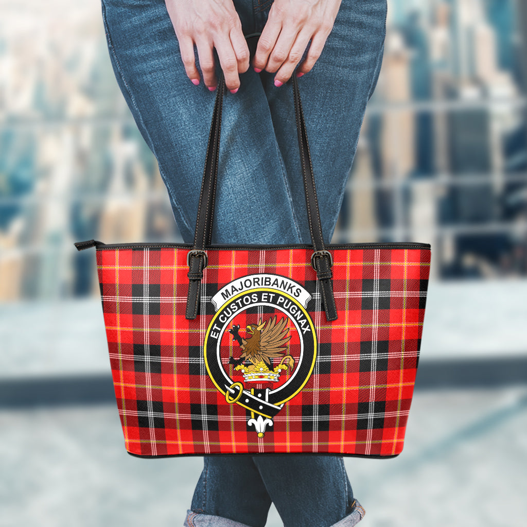 Majoribanks Tartan Leather Tote Bag with Family Crest - Tartan Vibes Clothing