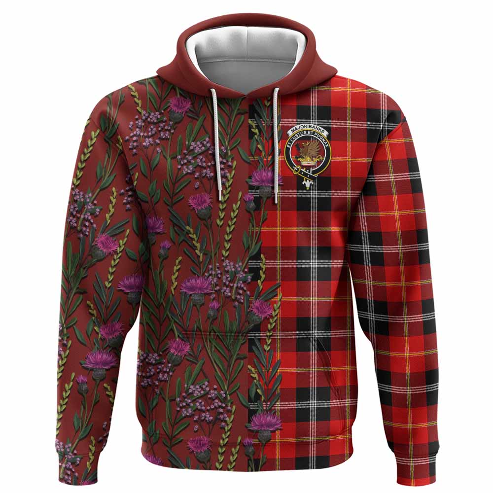 Majoribanks Family Crest Tartan Hoodie Scottish Thistle Flower Pattern Half Style - Tartan Vibes Clothing