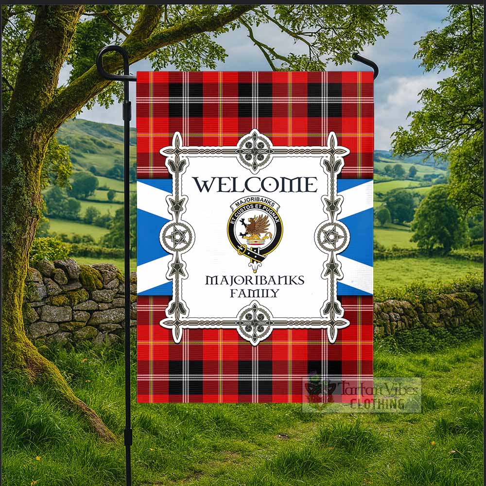 Majoribanks Family Crest Tartan Welcome Garden Flag Saltire Harmony Style - Tartan Vibes Clothing