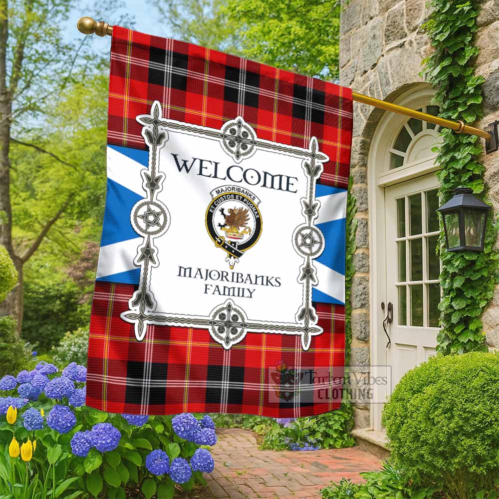 Majoribanks Family Crest Tartan Welcome Garden Flag Saltire Harmony Style - Tartan Vibes Clothing