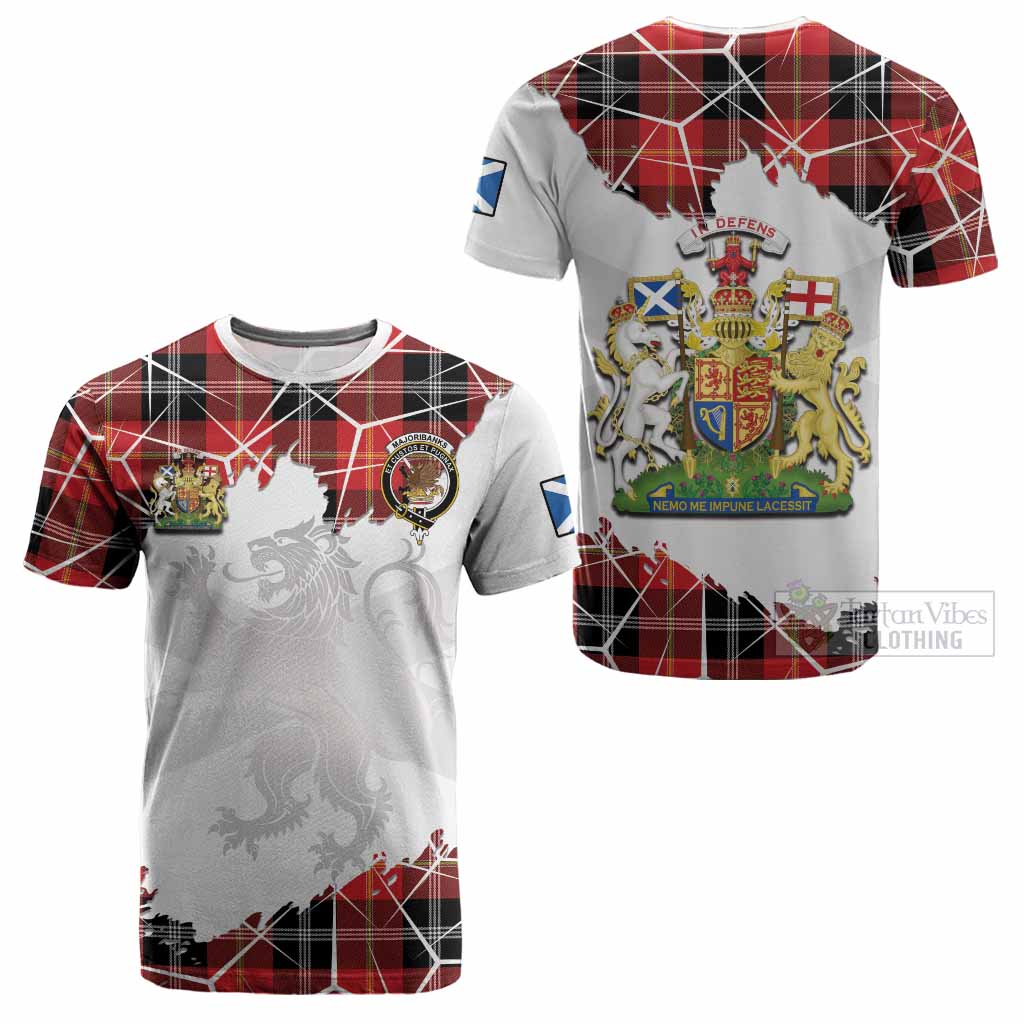 Majoribanks Tartan Cotton T-shirt with Family Crest and Lion Rampant Grunge Style