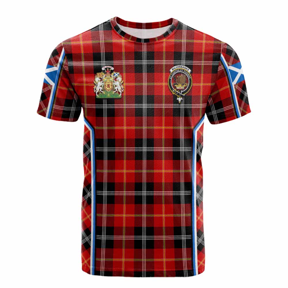 Majoribanks Tartan Crest Cotton T-shirt Scotland Coat of Arm Flag Style - Tartan Vibes Clothing